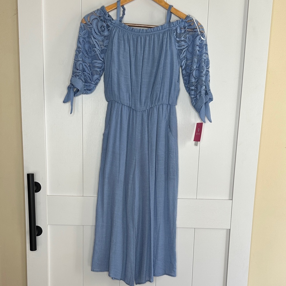 Amy Byer Blue Off-Shoulder Jumpsuit Girls Size Medium